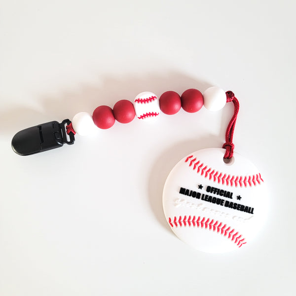 Baseball teether clip