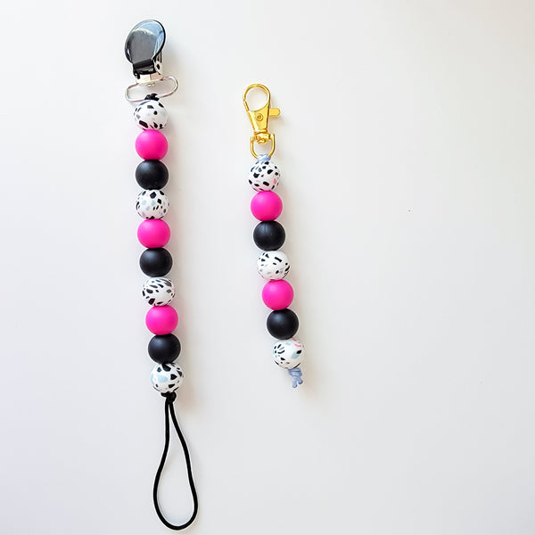 Terrazzo print beads with contrasting beads